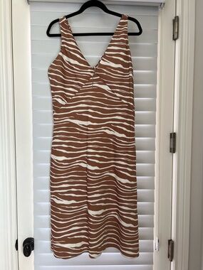 NWOT A New Day Brown and White Zebra-Print Midi Dress